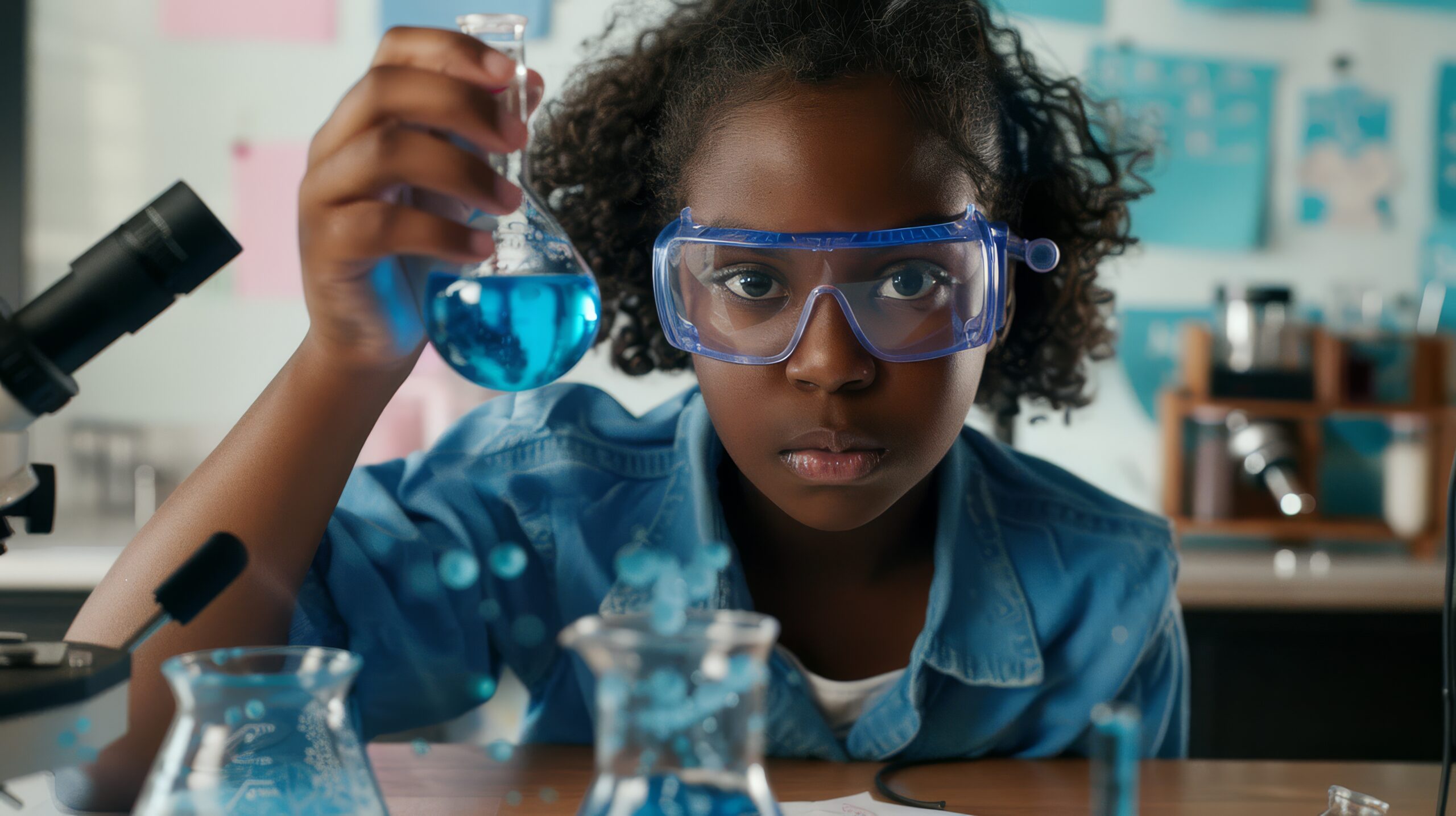 Home view kids learning laboratory science day